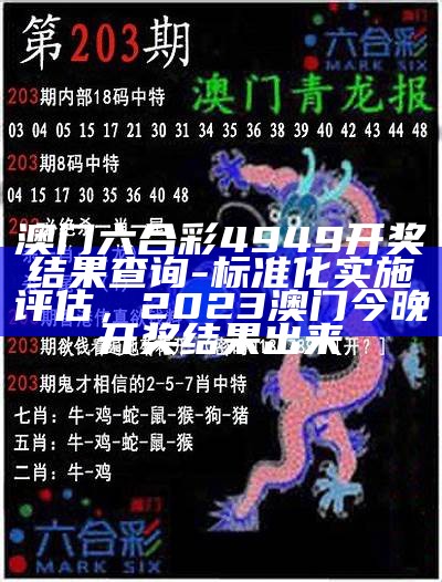 澳门六合彩4949开奖结果查询 - 标准化实施评估，2023澳门今晚开奖结果出来